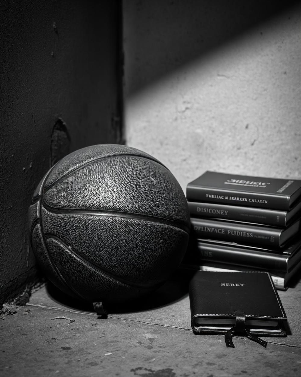 Worn basketball and books
